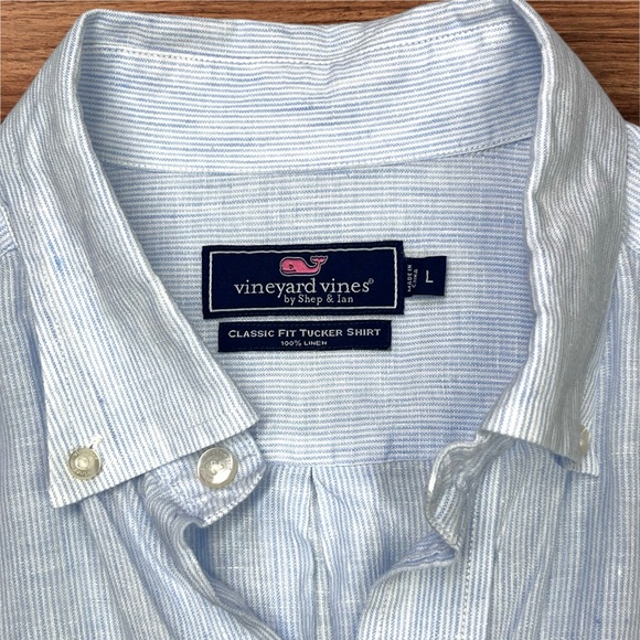 Vineyard Vines Men’s Classic Fit Tucker Shirt. 100% Linen. Blue. Large - Picture 4 of 11
